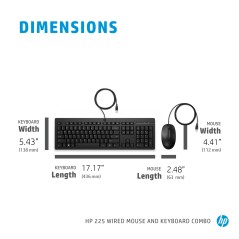 "HP 225 Wired Mouse and Keyboard (286J4AA#ABY) - Reliable, Durable, Comfortable"